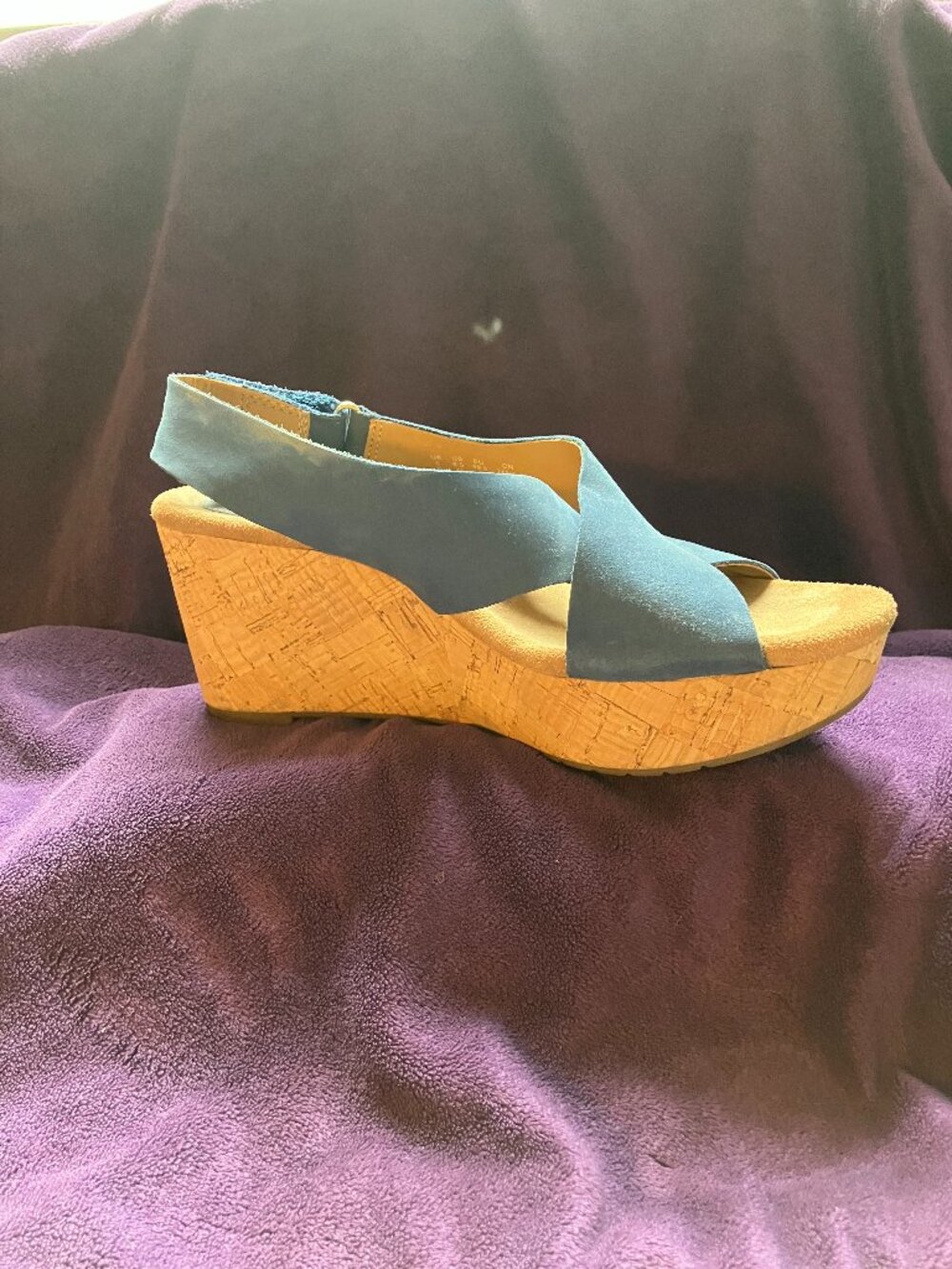 Clarks blue wedge-heel sandals - Picture 5 of 7